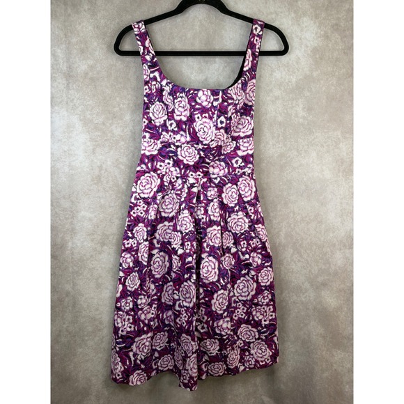 Corey P. Dresses & Skirts - Corey P. Floral Rose Fit & Flare Dress Women Size 8 Purple Pink Sleeveless